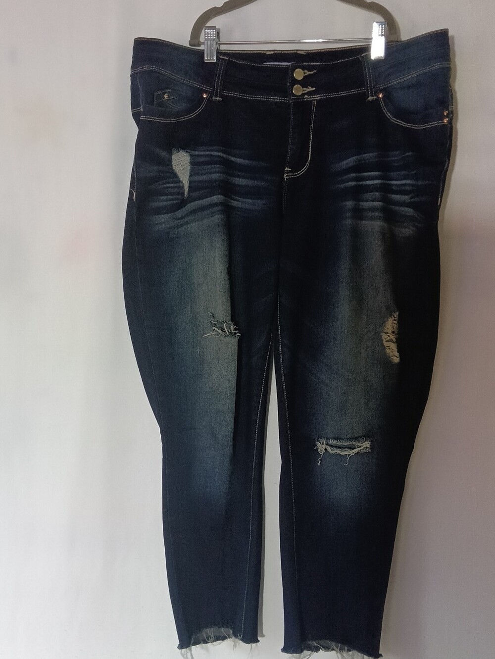 YMI WannaBettaButt High Rise Distressed Skinny Jeans Jeans Size 14 Dark Wash